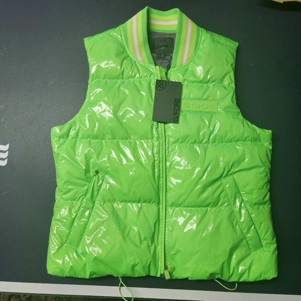 G/FORE Green Quilted Vest with Glossy Finish